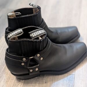 Grinders Black Leather Men's Western Moto Boots Size 44/11
